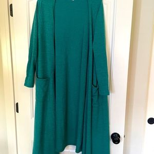 LulaRoe Sarah size medium heathered green long cardigan EUC